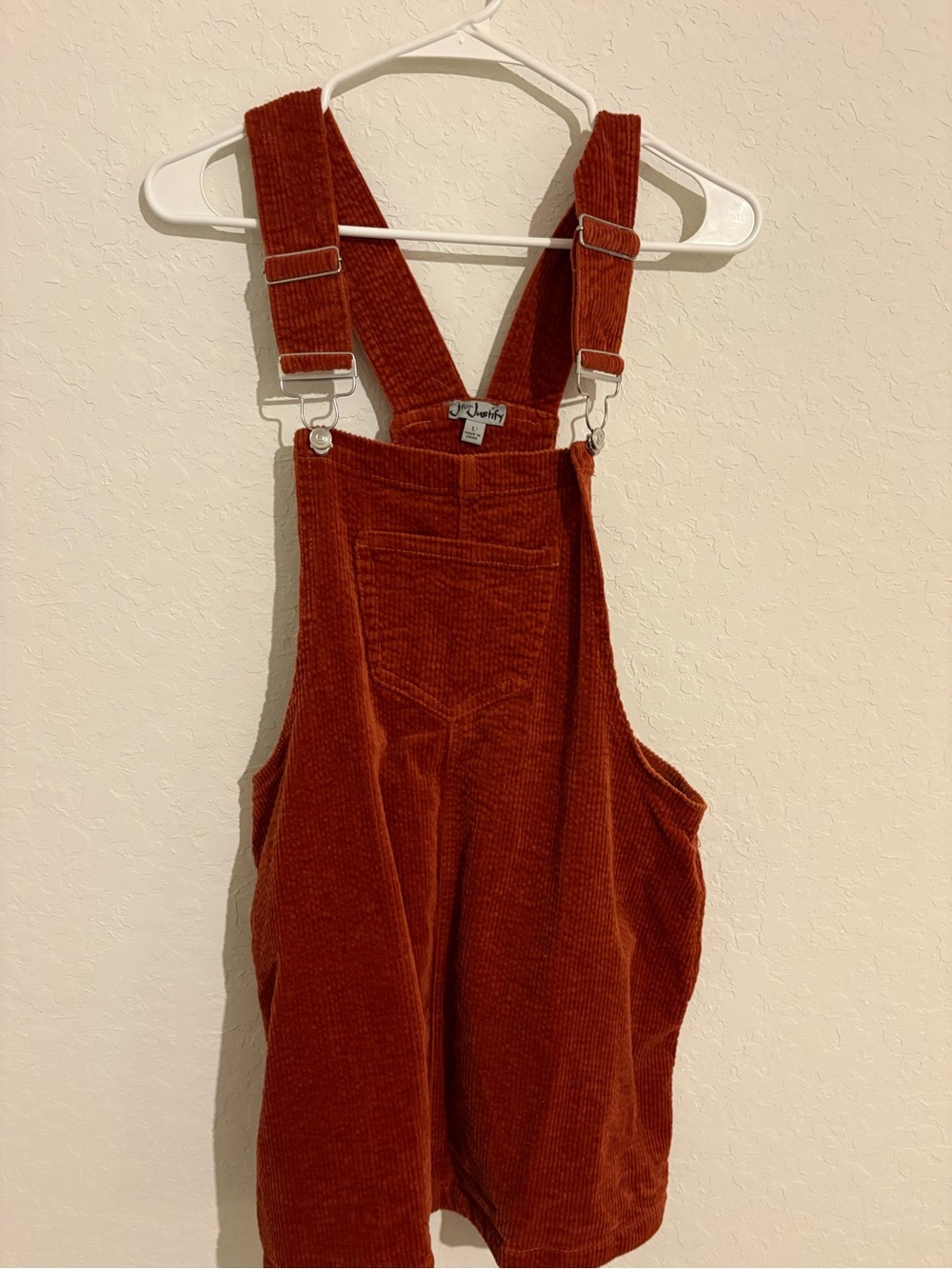 J for Justify Rust Corduroy Short Overalls